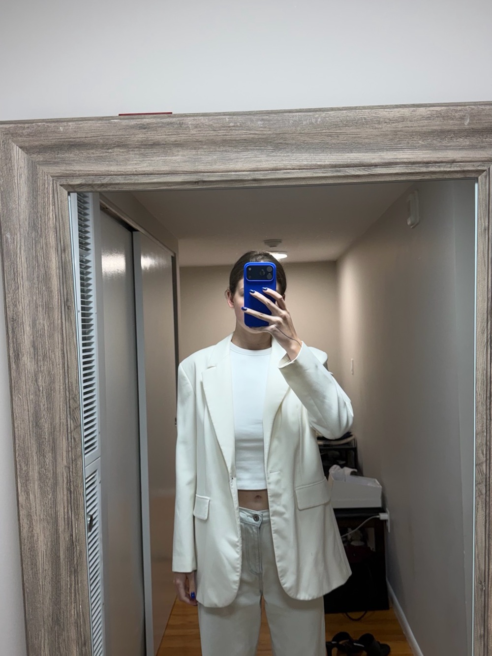 Zara Cream Oversized Single-Breasted Blazer